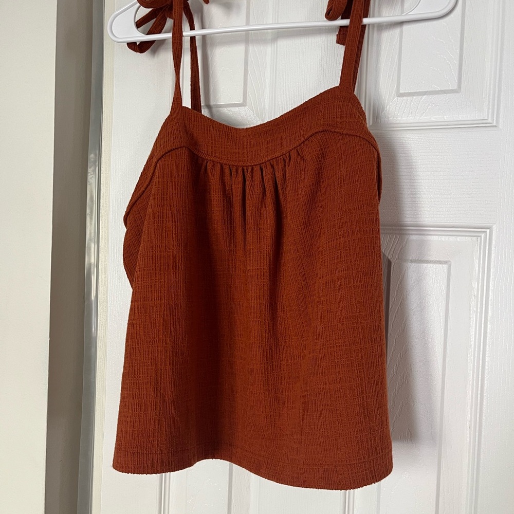 Madewell Rust Tie-Strap Textured Camisole